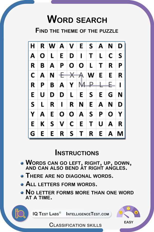 Word search - find the theme of the puzzle