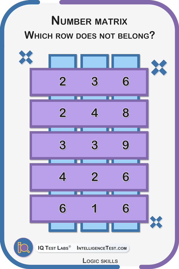 Number matrix - which row does not belong?