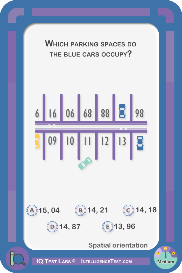 Which parking spaces do the blue cars occupy?