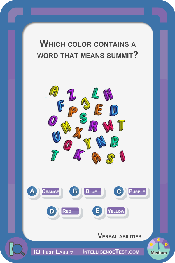 Which color contains a word that can mean a summit?