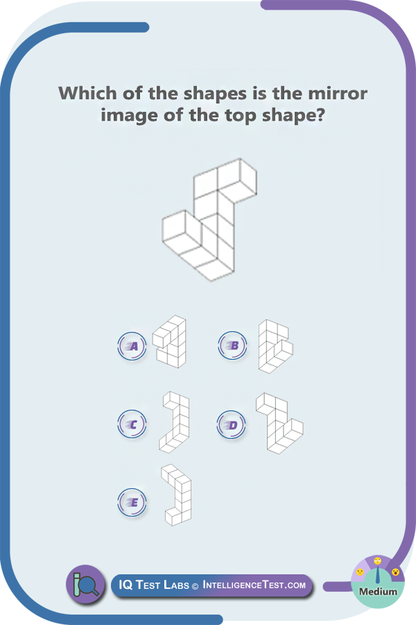 Which of the shapes is the mirror image of the top shape?